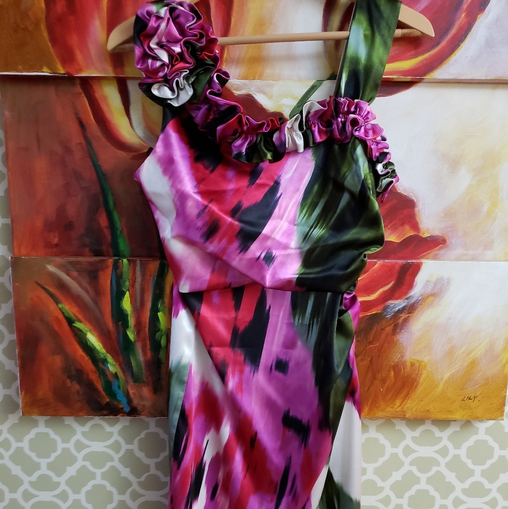 Floral Multi Colored Cocktail Dress